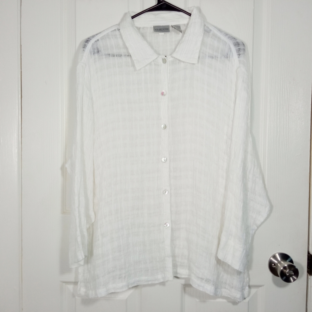 Chicos linen button blouse